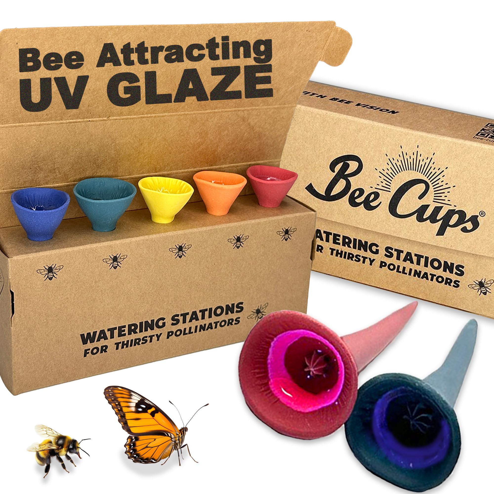 Bee Cups 5‑Pack Porcelain Watering Station