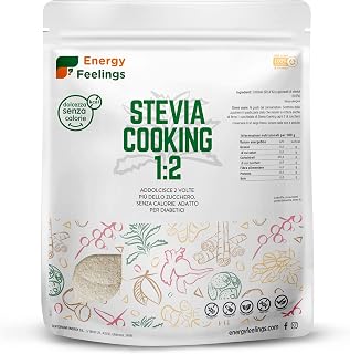 Energy Feelings Stevia Cooking 1:2-1Kg, Mix di Eritritolo con Stevia in Polvere....