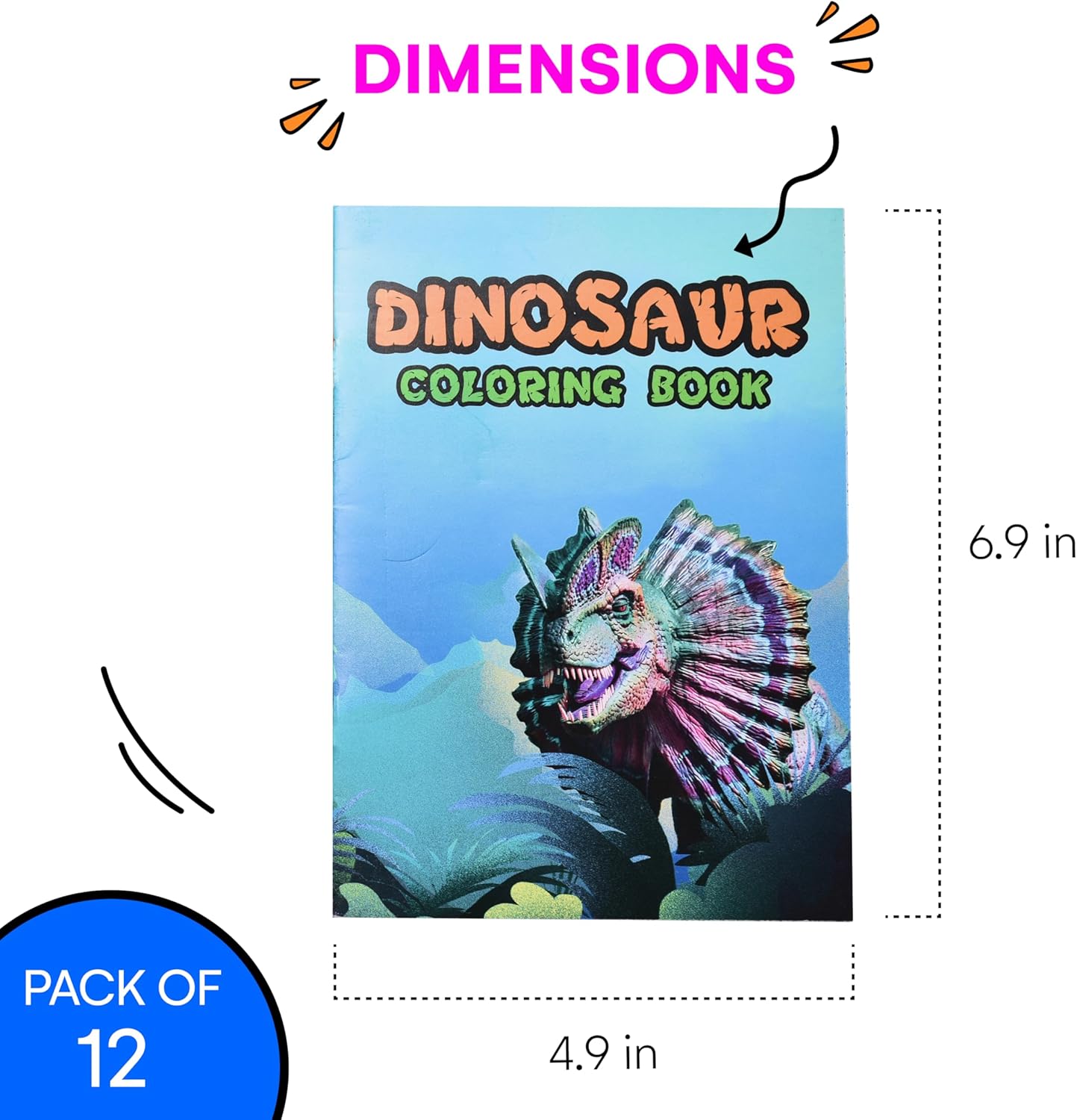 Neliblu Kids Coloring Books Set - Pack of 12 Party Favor Educational Coloring Activity Dinosaur Books - Stimulates Creativity, Art Supplies, Goodie Bag Stuffers - Image 3