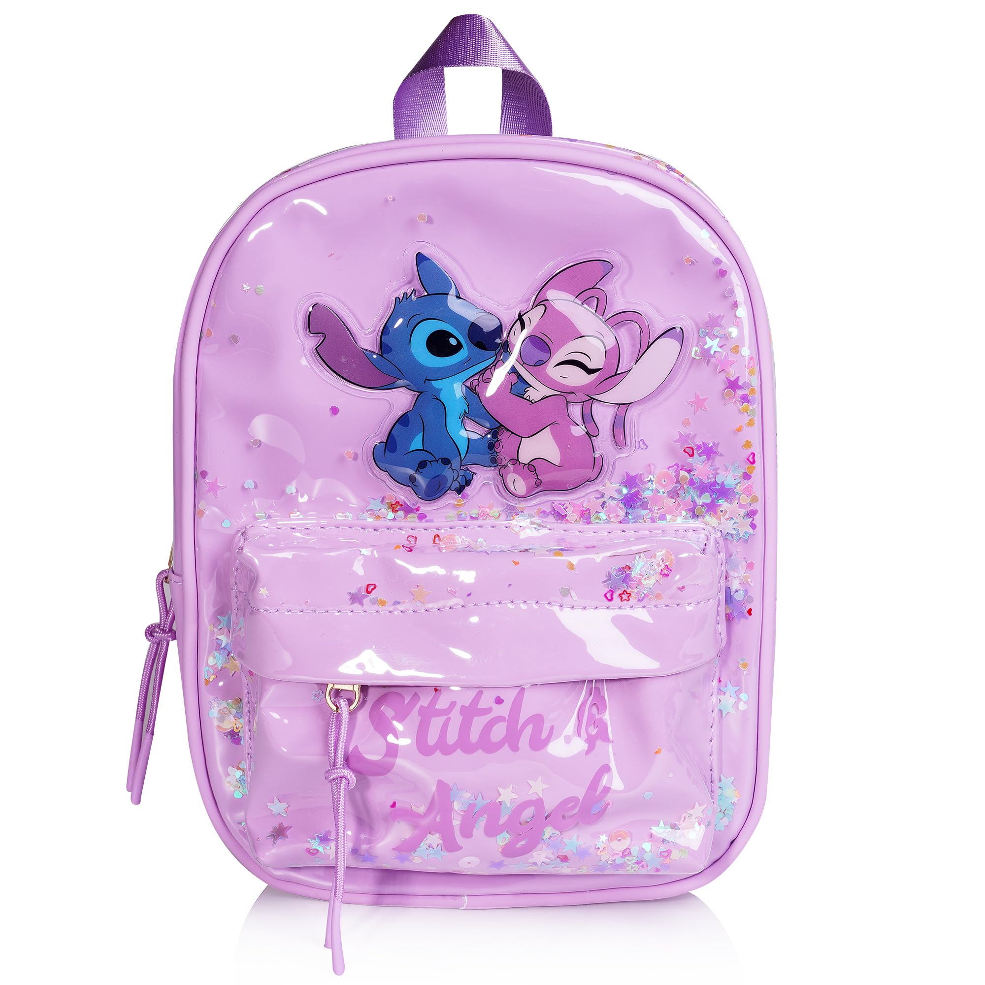 Bolso Stitch y Angel para Niña – Mochila Infantil Disney Brillante con Purpurina – Regalo Oficial de Lilo & Stitch – Ligero y Resistente