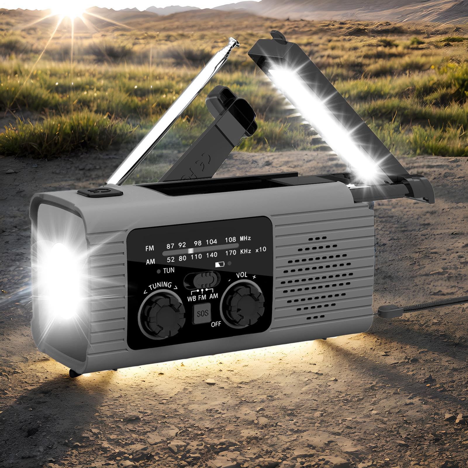 Radio Solar de Emergencia con manivela, Outdoor Radio De Bolsillo Portátil, Am/FM Radios Portatil Pequeña para Viajes Camping Emergencias Domicilios Escalada Ciclismo Senderismo Exploración