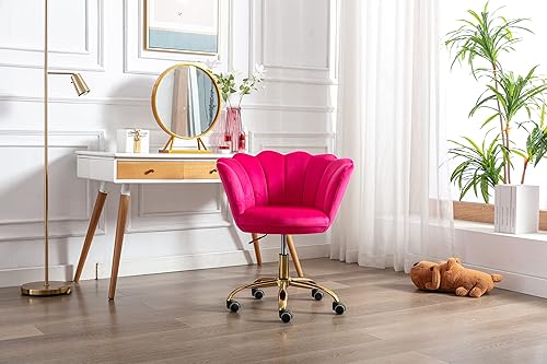 Miniatura 4 de ZOBIDO Cómoda silla de trabajo para la oficina en casa con ruedas, bonita y moderna tapizada de terciopelo con respaldo de concha, silla de