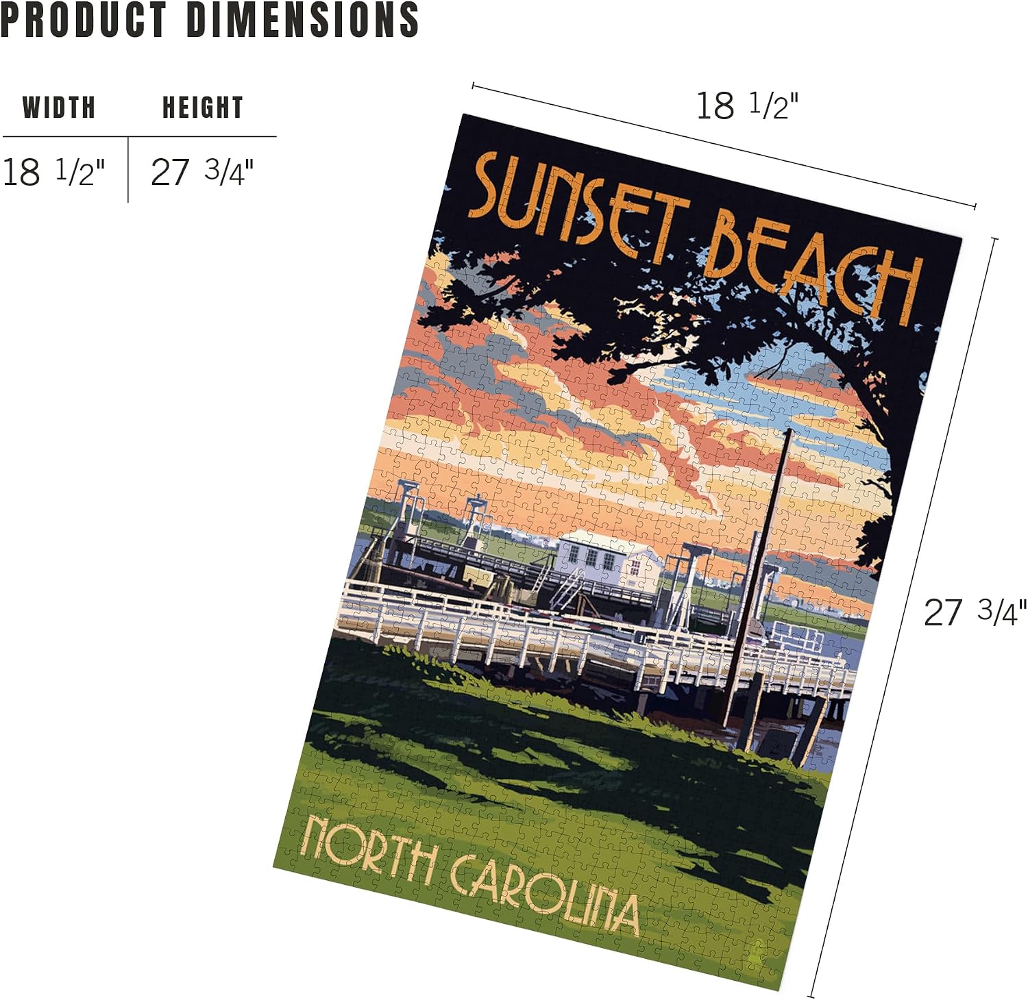 Calabash, North Carolina, Sunset Beach, Swinging Bridge (1000 Piece Puzzle, Challenging Jigsaw Puzzle for Adults, Made in USA)