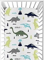 Vista 7 de Sweet Jojo Designs Acuarela Dinosaurio Dino Boy Sábana bajera para cuna para bebé, cuarto de bebé, habitación de recién nacido, portátil, paquete