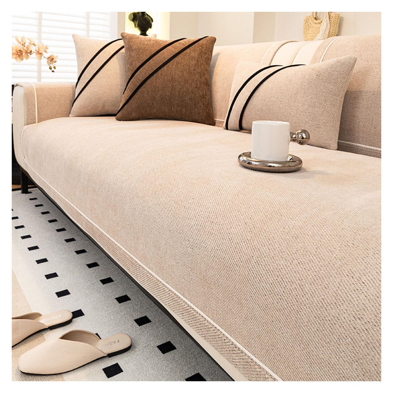 REXVSENL Chenille Furniture Protector Cover Washable Pet Sofa Cover for Dogs Anti Scratch Slipcover Durable Couch Cushion Protector for Living Room Sectional Sofa