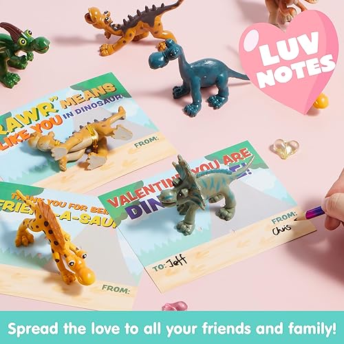Miniatura 5 de JOYIN 28 tarjetas de regalo para el día de San Valentín con figuras de dinosaurios para niños, tarjetas de felicitación de San Valentín para regalos