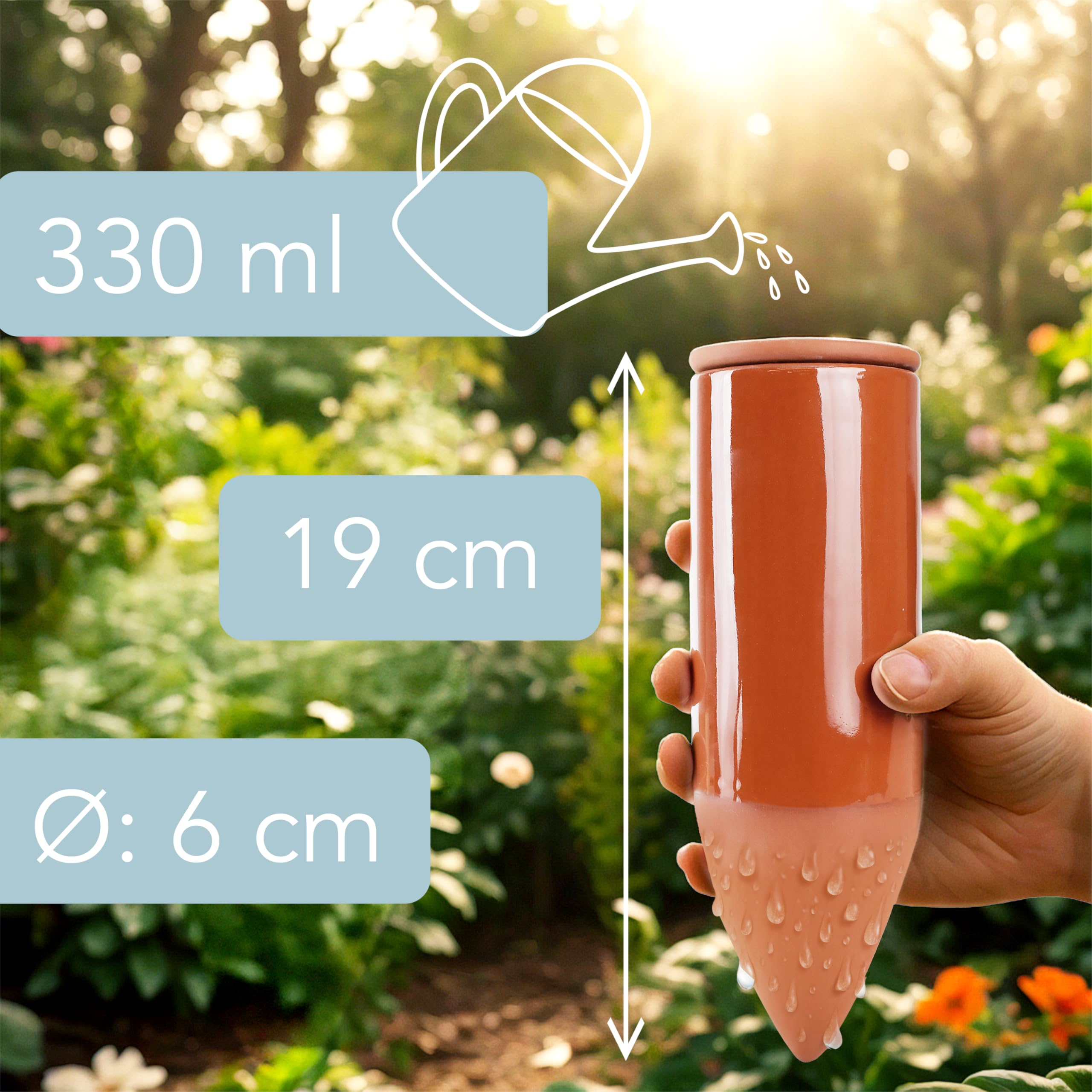 Terracotta aiuto per l'irrigazione fatto a mano, strumento moderno per l'irrigazione delle piante senza elettricità (3 x set da 3 330 ml)