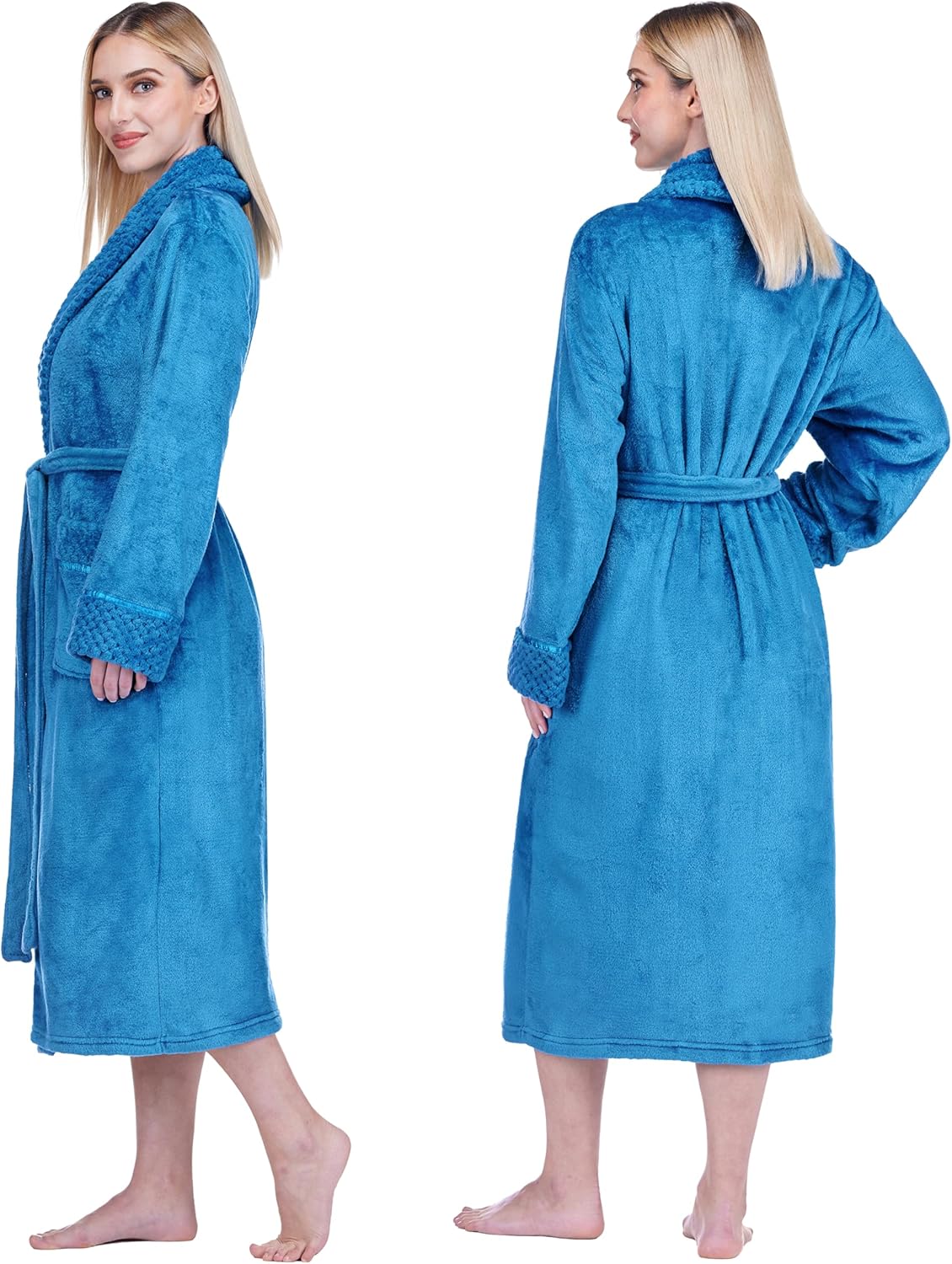 PAVILIA Soft Plush Women Fleece Robe, Cozy Warm Bathrobe, Fuzzy Female Long Spa Robe - Image 2