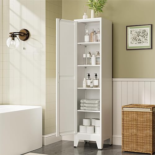 Miniatura 12 de COFaR Armario de despensa de 71 pulgadas con cajón, armario de almacenamiento azul pavo real con estantes ajustables, armario moderno de 3 secciones