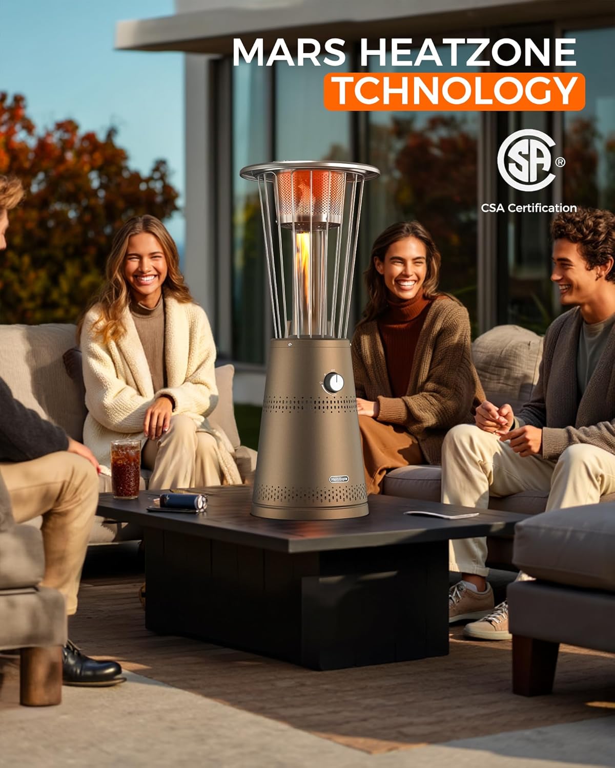 Tabletop Heater Patio Heater, 11,000 BTU Propane Patio Heater for Commercial, Balcony & Porch, Quartz Glass Tube, Portable Small Heater For Outdoor Use,Deep Bronze