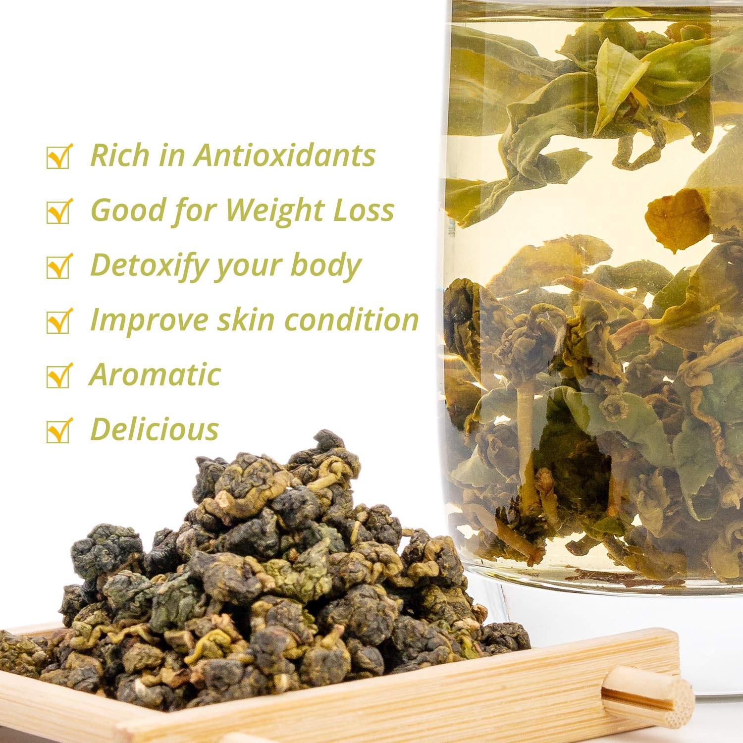 Oriarm Foglia sciolta di tè oolong di gelsomino 250 grammo - Taiwan Jasmine Wu Long Tea Loose Leaf
