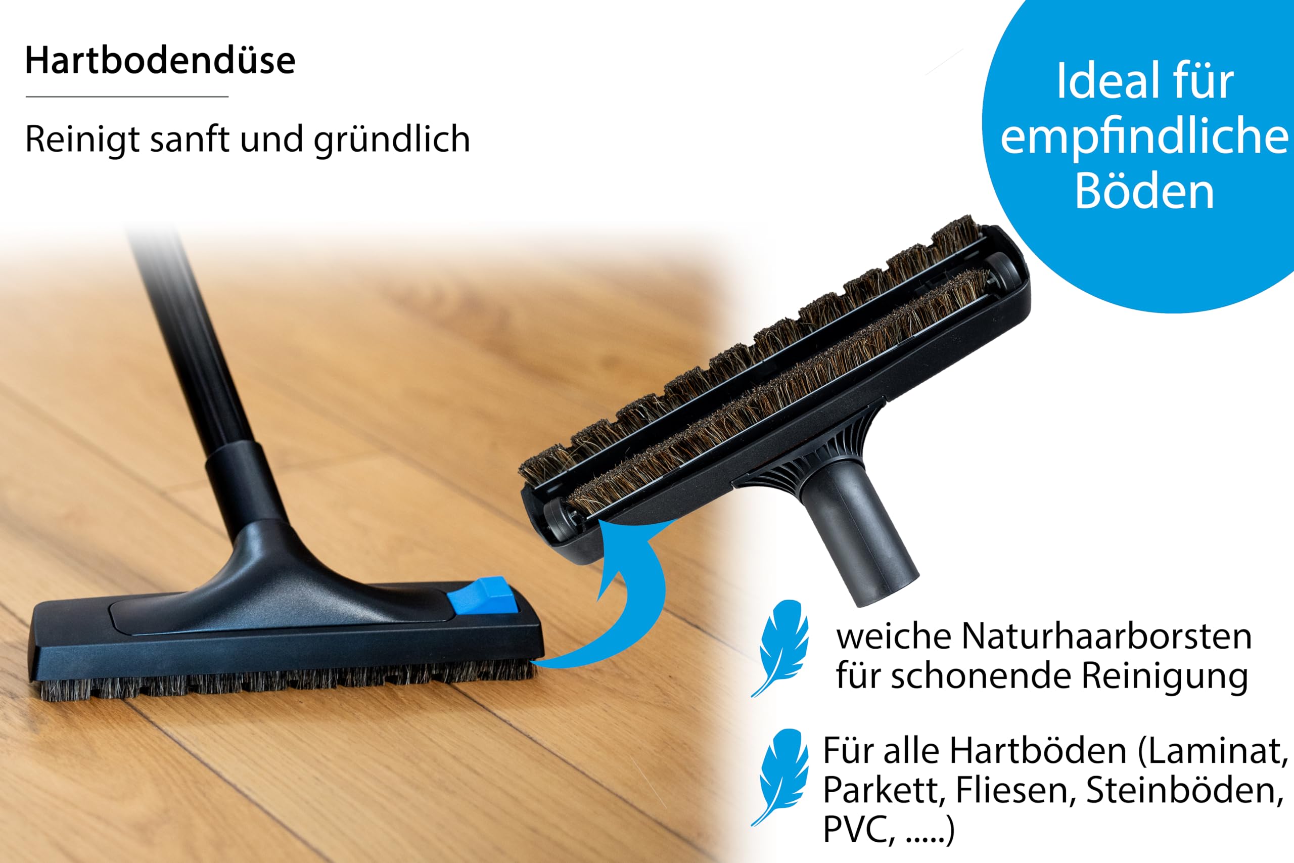 Wessel-Werk Speedglider Kit 4-in-1 35mm | Staubsaugerdüsen-Set für Teppich, Hartboden, Möbel und Sofa | Universaldüse| inklusive Universal-Adapter passend von 32-38mm