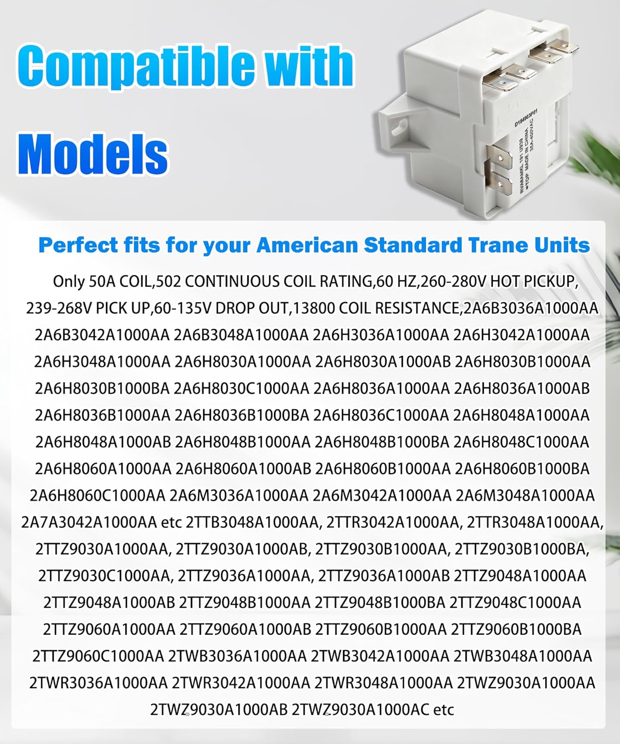 RLY03210 Compressor Start Relay - 50 Amp Coil (239V Pick Up / 135V Drop Out) Fits for Trane HVAC Air Conditioners, Replaces RLY1869 RLY01869 RLY-1869 RLY3210 RLY-3210 RLY0320 3ARR22J4A4
