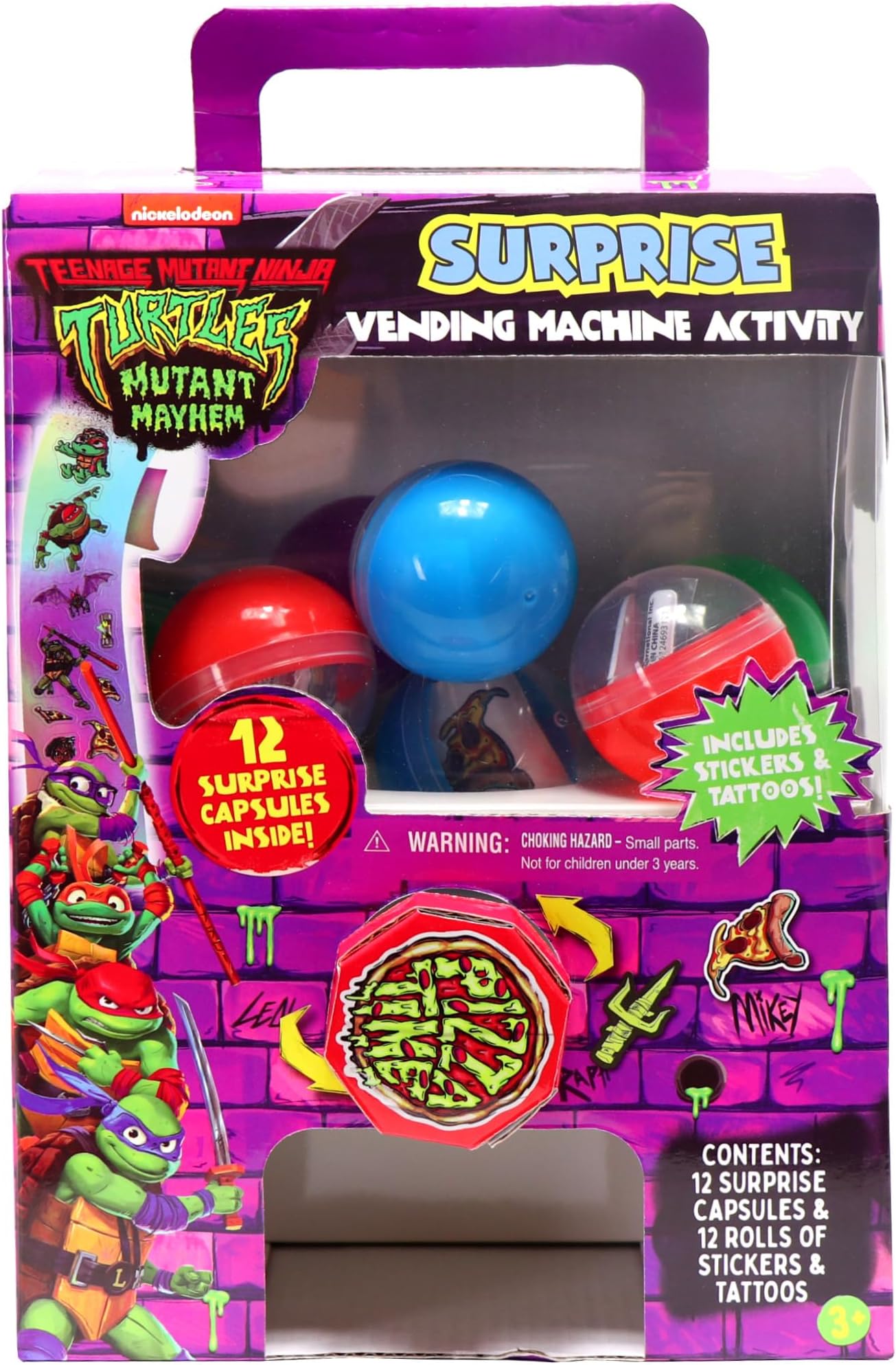 Teenage Mutant Ninja Turtles Surprise Vending Machine Activity, 25-Pieces, Stickers, Temporary Tattoos, Kids Toys for Ages 3 Up