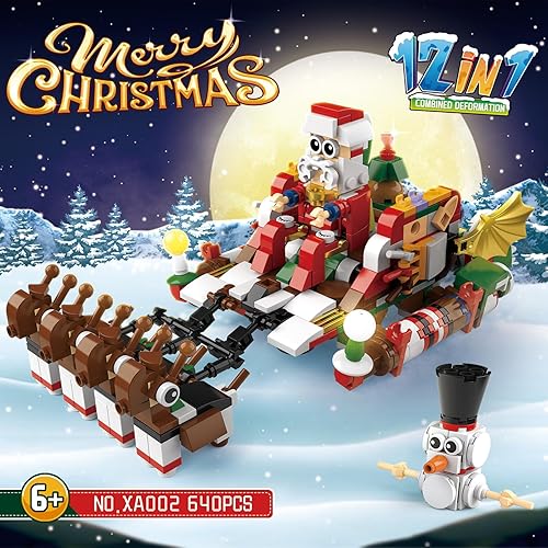 Miniatura 3 de Juego de bloques de construcción 12 en 1 para fiestas de Navidad, juguetes de Navidad, mini ladrillos lindos, 12 piezas, calendario de adviento de