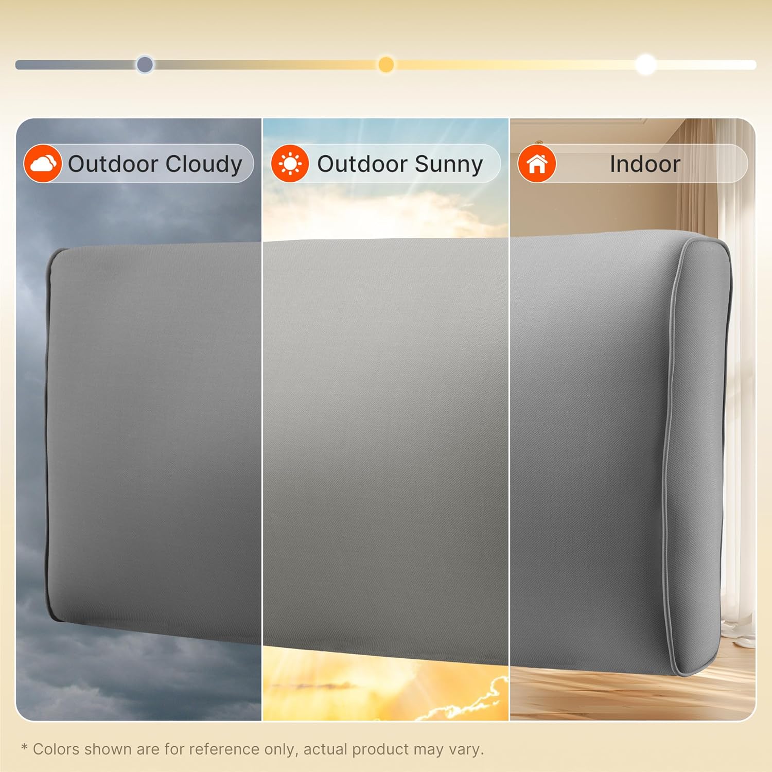 SUNCOZE 14-Piece Outdoor Cushions for Patio Furniture, 25.6"x25.6" Couch Cushion Replacement Designed for 6-Seat Sectional Sofa Sets, Anti-Slip Patio Cushions for Garden, Backyard, Porch (Grey)