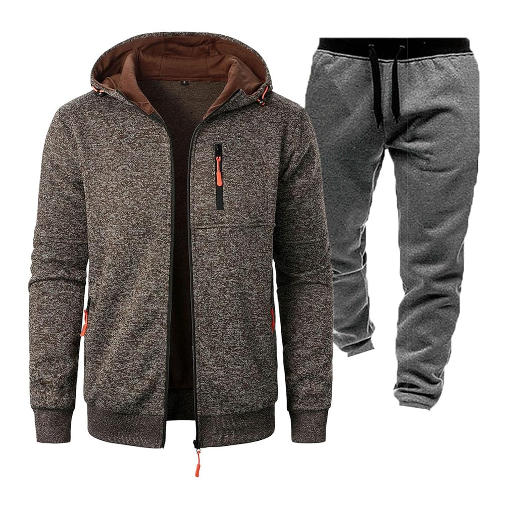 Survêtement Homme 2 Pièces – Sweat à Capuche + Jogging Décontracté – Style Urbain, Confort Sportif