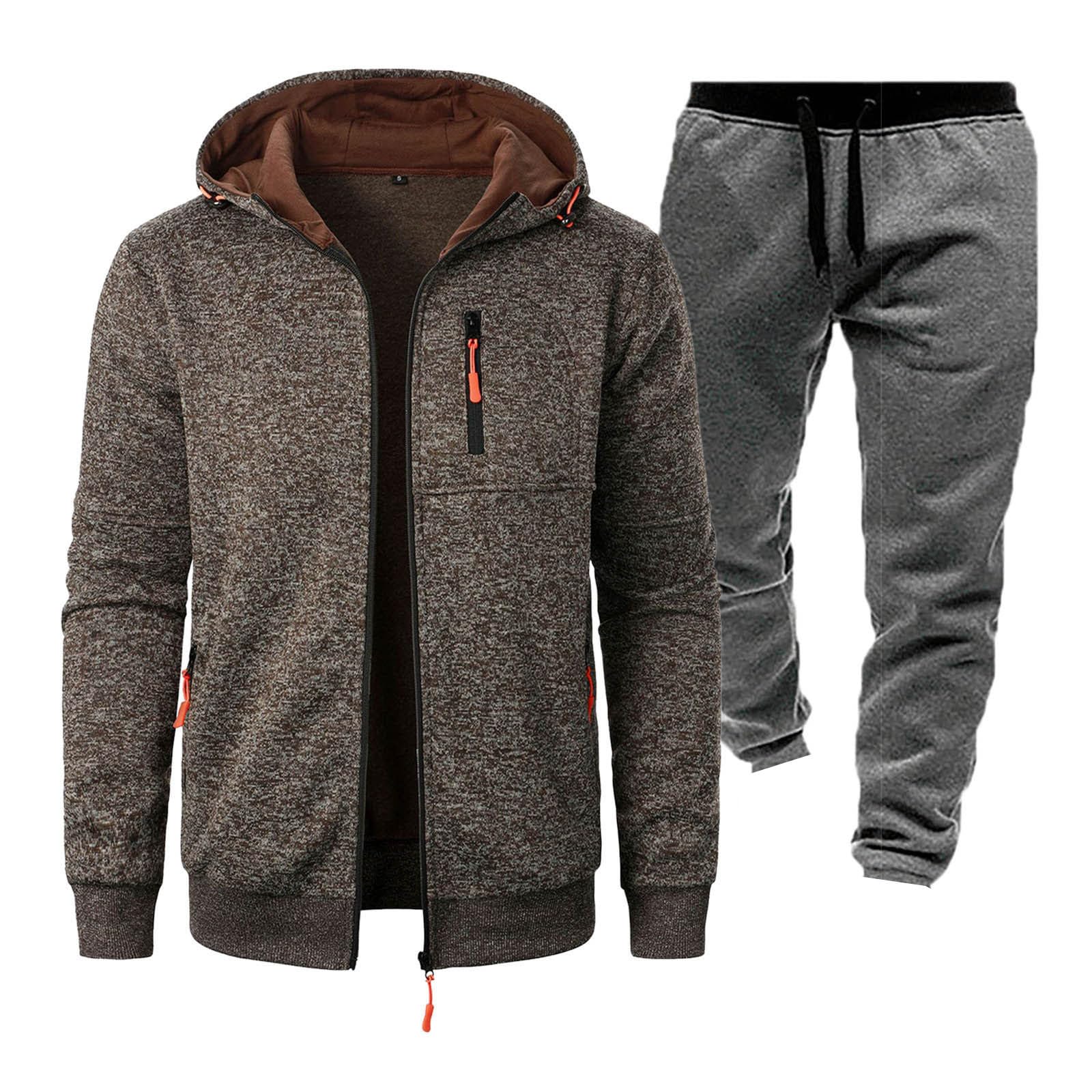 Męski dres treningowy, bluza z kapturem i joggery, 2-częściowy, zielono-szary, dres dla mężczyzn, miękka bawełniana odzież sportowa z kieszeniami, lekki, wygodny strój na siłownię, trening lub