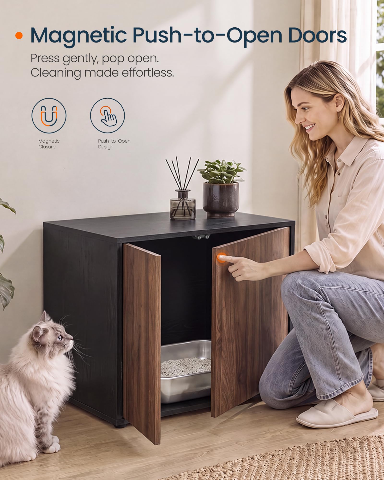 SONGMICS Cat Litter Box Enclosure - Tool-Free Assembly -6