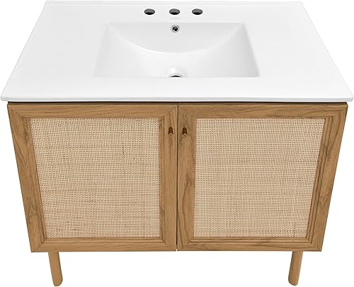 Vista 180 de Swiss Madison Classe - Lavabo de baño de roble de 24 pulgadas incluido
