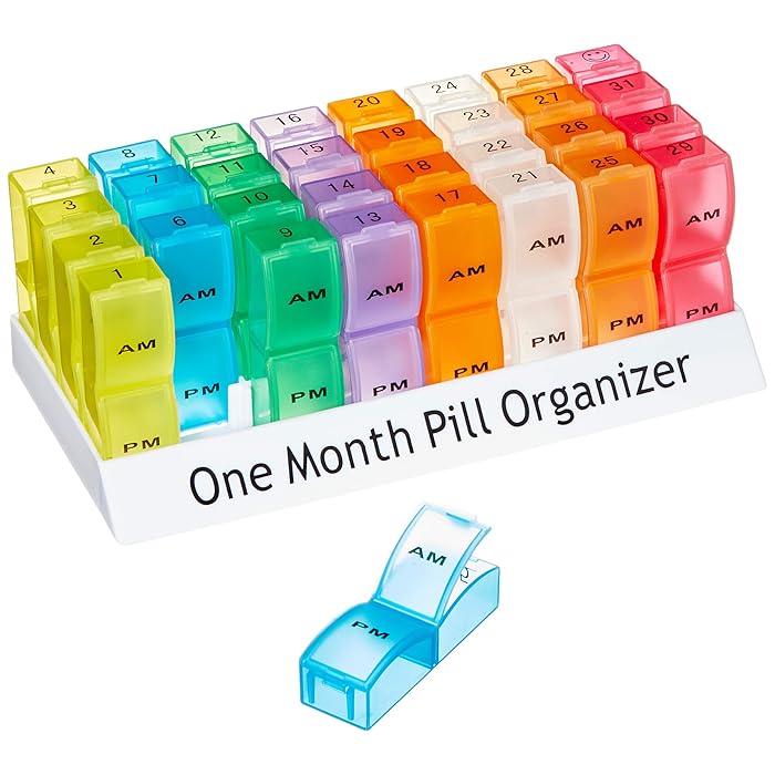 Buy 1 Month Pill Dispenser Tablet Box Organiser. 2 Clearly Marked