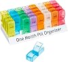 1 Month Pill Dispenser Tablet Box Organiser 2 Clearly Marked Compartments per Day, AM and PM for those who take many Tablets Every Day Easy Medication Management and Organisation Ideal for Travel