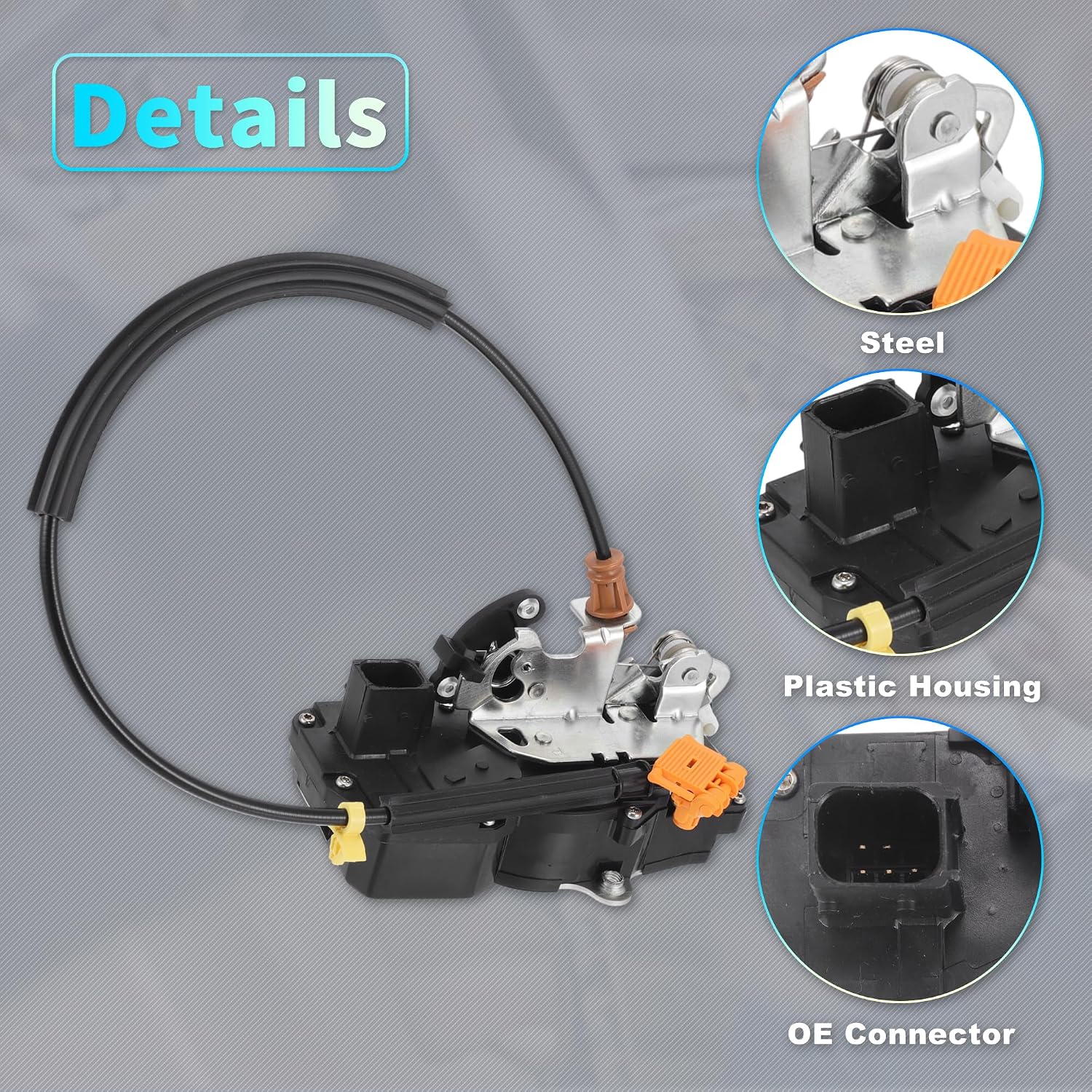 X AUTOHAUX Replacement Rear Right Passenger Side Power Door Lock Actuator Motor with Cable for Chevrolet Silverado for GMC Sierra 1500 2500 3500 Door Latch Actuator Assembly No.25876390 Black