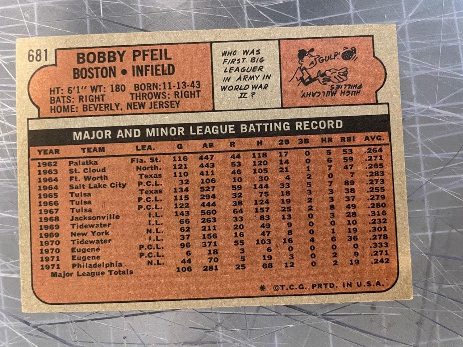 1972 Topps #681 Bobby Pheil Boston Sox Hi# Baseball Card Nm/mt - Sports Memorabilia