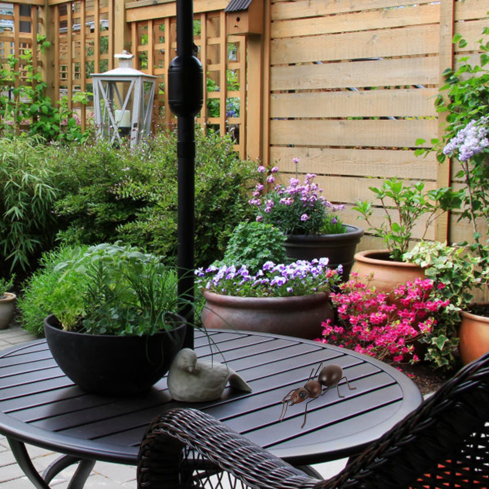 SHOWERORO Adorno de Hormiga de Hierro Grande para Jardín Decoración de Balcón y Césped Artesanía Metálica Resistente para Exteriores Pieza Única Decorativa para Terraza y Patio