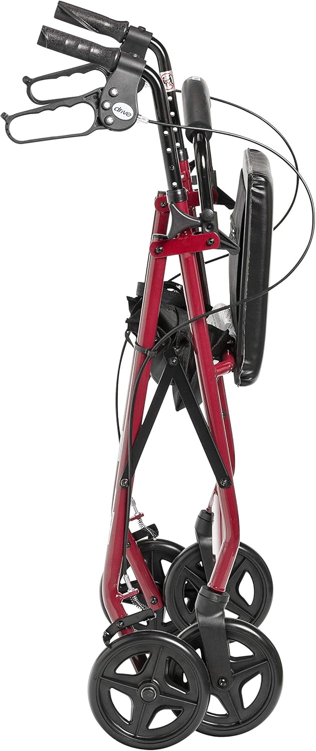 Drive Medical Aluminum Rollator Fold Up and Removable Back Support, Padded Seat with 7.5-Inch Casters, Red : Health & Household