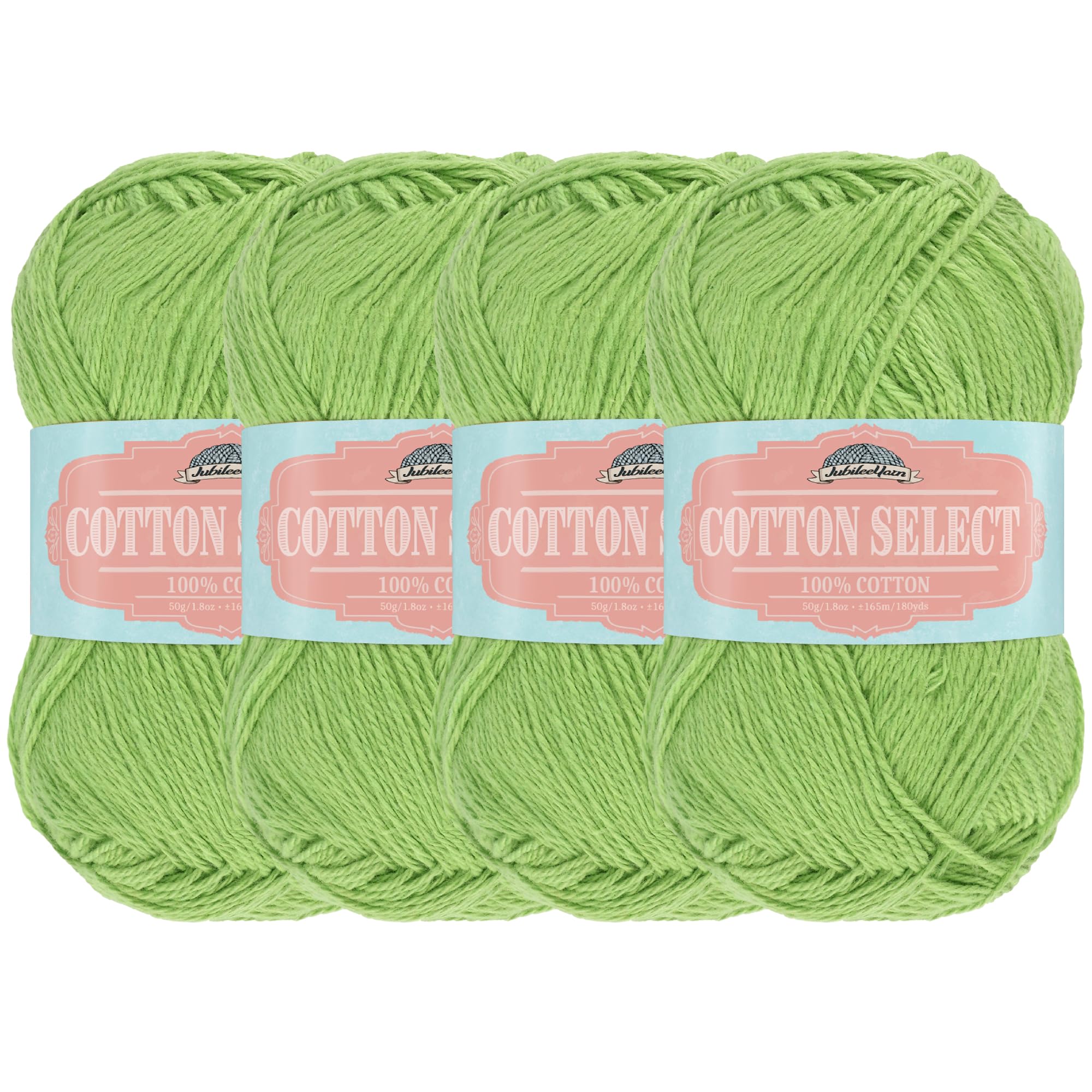 JubileeYarn Cotton Select Yarn - Sport Weight - 50g/Skein - Limeade Green - 4 Skeins
