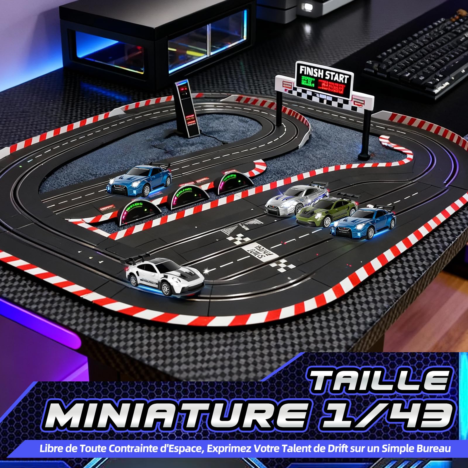 YOOHBERRYS Voiture Télécommandée Drift Pro, 1:43 Mini RC Drift Car, 4WD Dérive Car, Mini Voiture Télécommandée avec Gyros, Lumière LED, 15km/h, Cadeau de Jouet pour Les Enfants de 14+ Ans (Bleu)