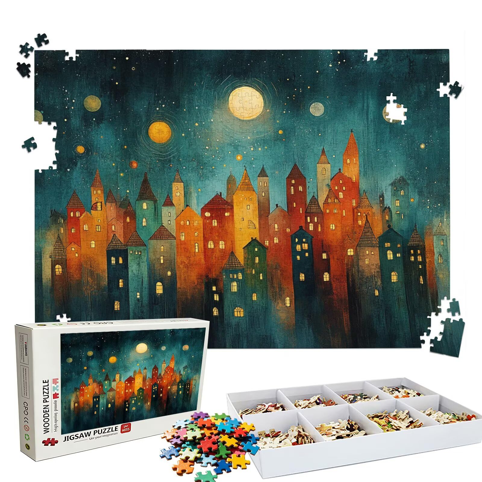 Puzzle 1500 elementów Moon Home (2) - Duże drewniane puzzle - Puzzle 1500 elementów dla dorosłych - Gra inteligencyjna - Opakowanie Pudełko - Precyzyjne cięcie - Jakość Kolorowe puzzle do wystroju