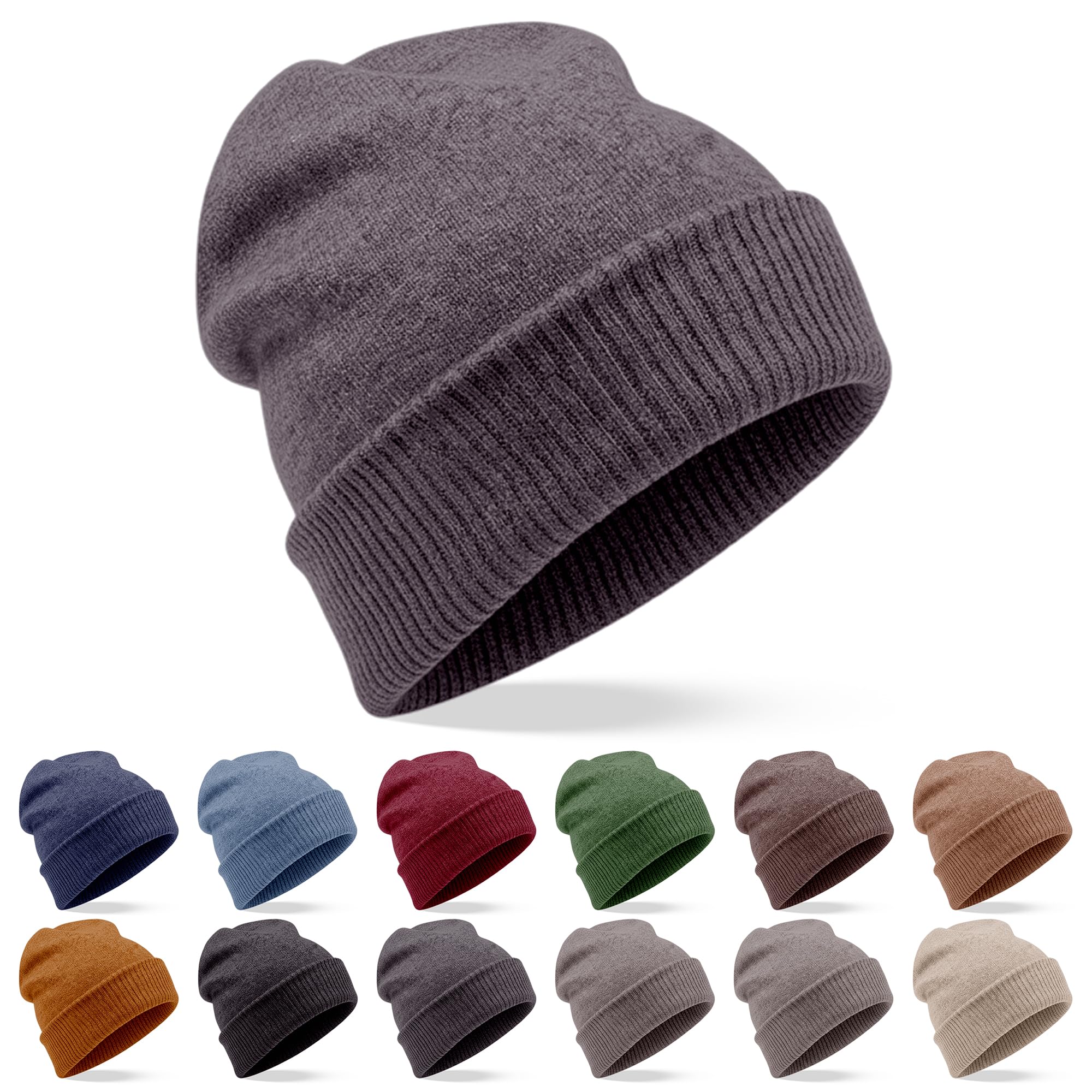Bonnet en Cachemire – Bonnet tissé Main en Pure Laine Cachemire pour Femmes et Hommes – Bonnet Unisexe, Bonnet d'hiver Doux, fabriqué au Népal