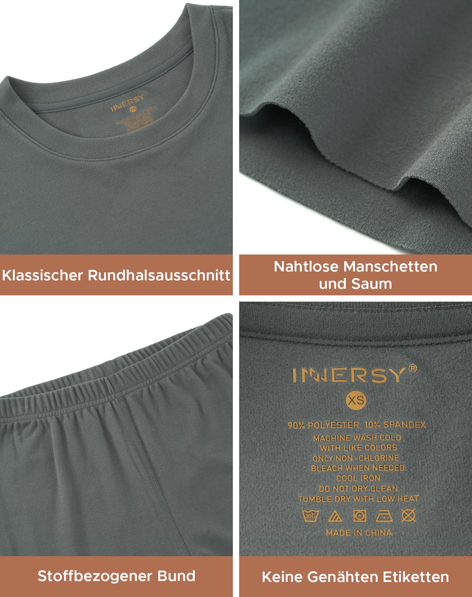 INNERSY Bielizna termiczna damska, zimowa, górna i dolna część bielizny, bielizna narciarska, zestaw ciepłej bielizny termicznej