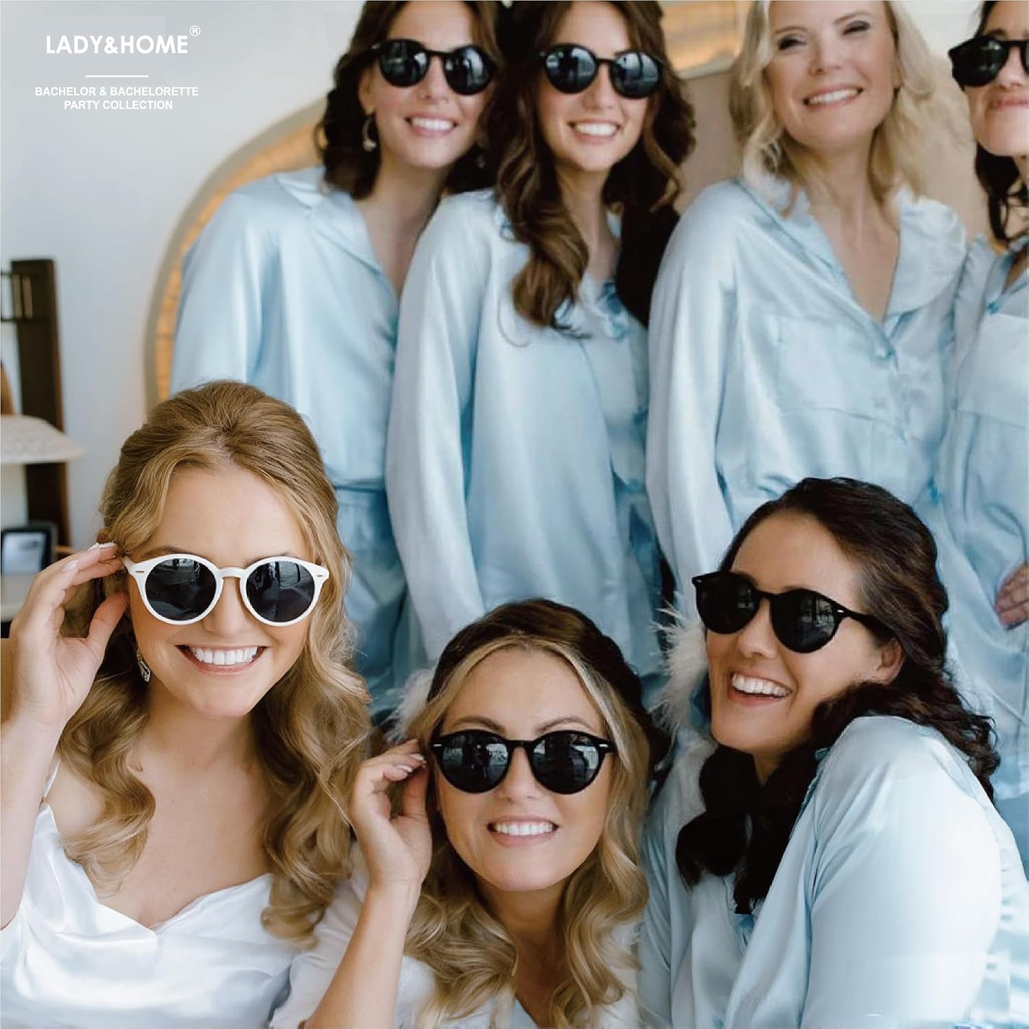LADY&HOME Bachelorette Party Cat Eye Sunglasses - Bridesmaid & Bridal Shower Supplies, 10pcs Round Weddings Sunglasses