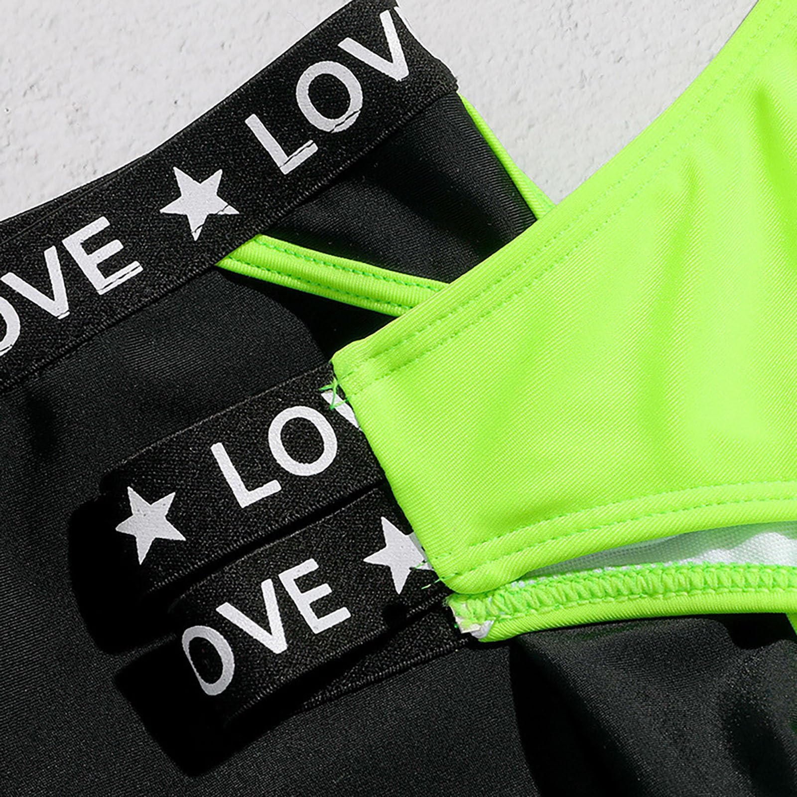 Costume da Bagno per Bambine in 3 Pezzi con Reggiseno Sportivo e Stampa Lettere, Bikini Due Pezzi alla Moda per Spiaggia e Piscina, Tessuto Morbido e Asciugatura Rapida, Taglie 5-10 Anni