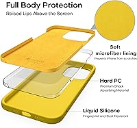 Vista 6 de CellEver Funda de silicona resistente para iPhone 13 Pro Max, dos protectores de pantalla de vidrio inastillables, protección militar contra caídas