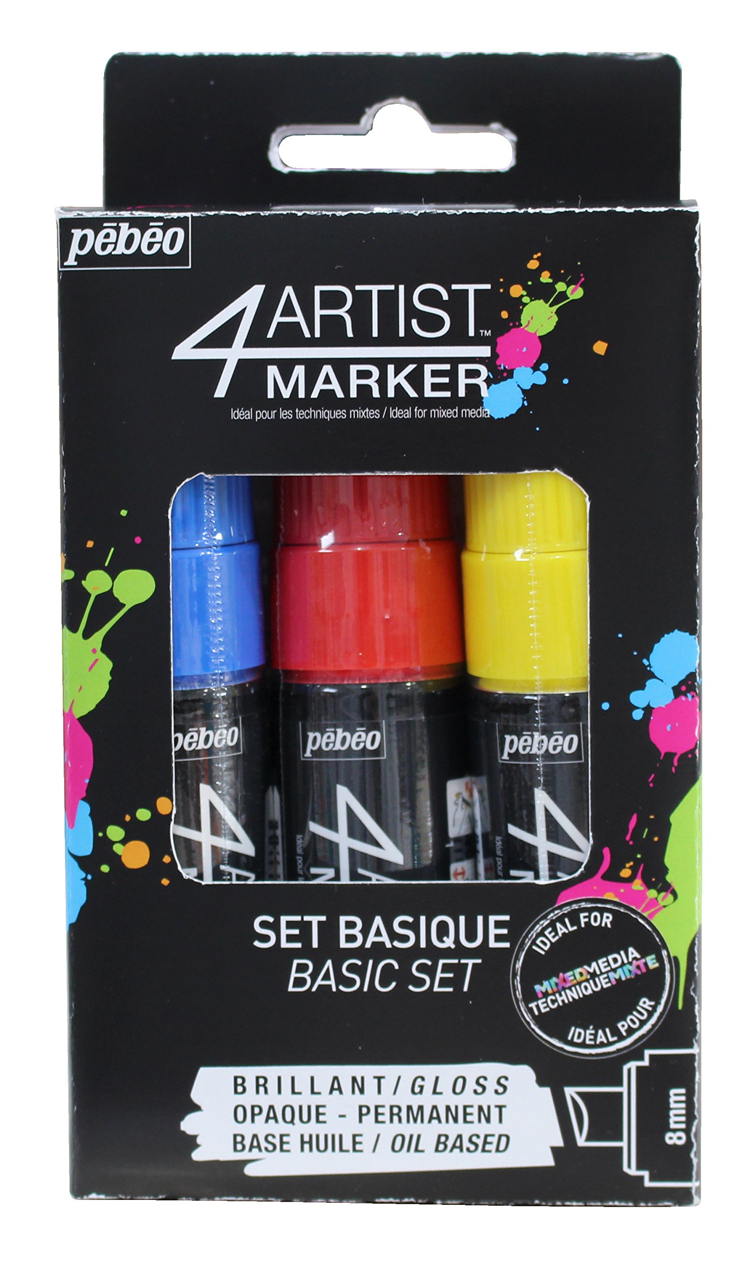 Pebeo 4Artist Marker, Oil, Primary Colours, 15.8 x 8.8 x 3.2 cm