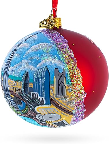 Miniatura 3 de Burj Khalifa, Dubái, Emiratos Árabes Unidos Bola de Vidrio Adorno de Navidad 4 Pulgadas