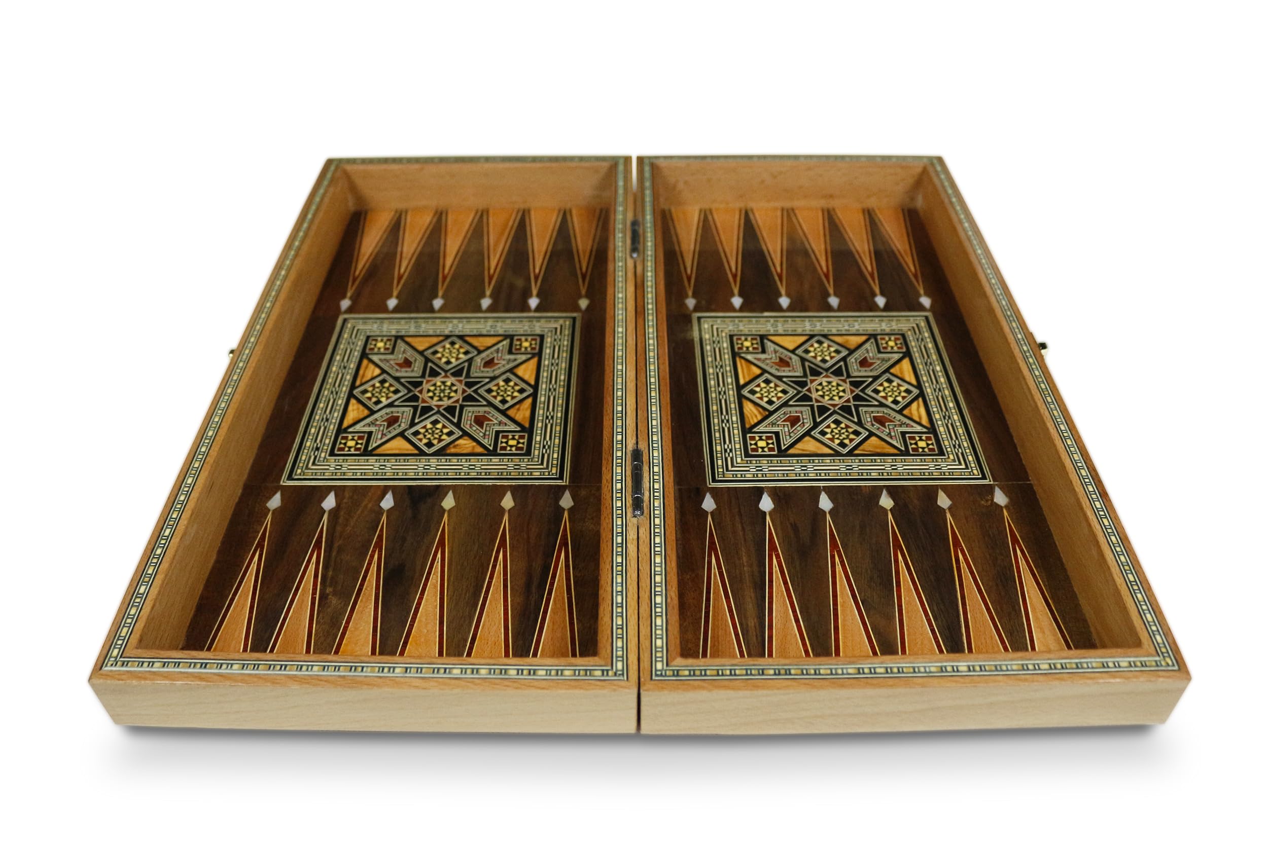 Novità 40 x 40 cm Backgammon Tavla/Gioco di scacchi/Dame Board BE 414 SF con 30 pietre backgammon in legno e scacchi in legno KH 75