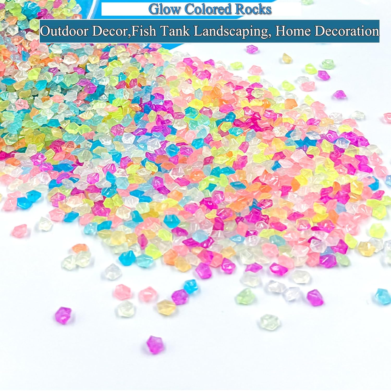 Glow in The Dark Rocks 4.4 LBS (About 80000 Pcs), 0.07-0.2 Inch Resin, Non-Toxic, Colorful Glow Decor for Garden, Fish Tank, Pool, Yard & Bar