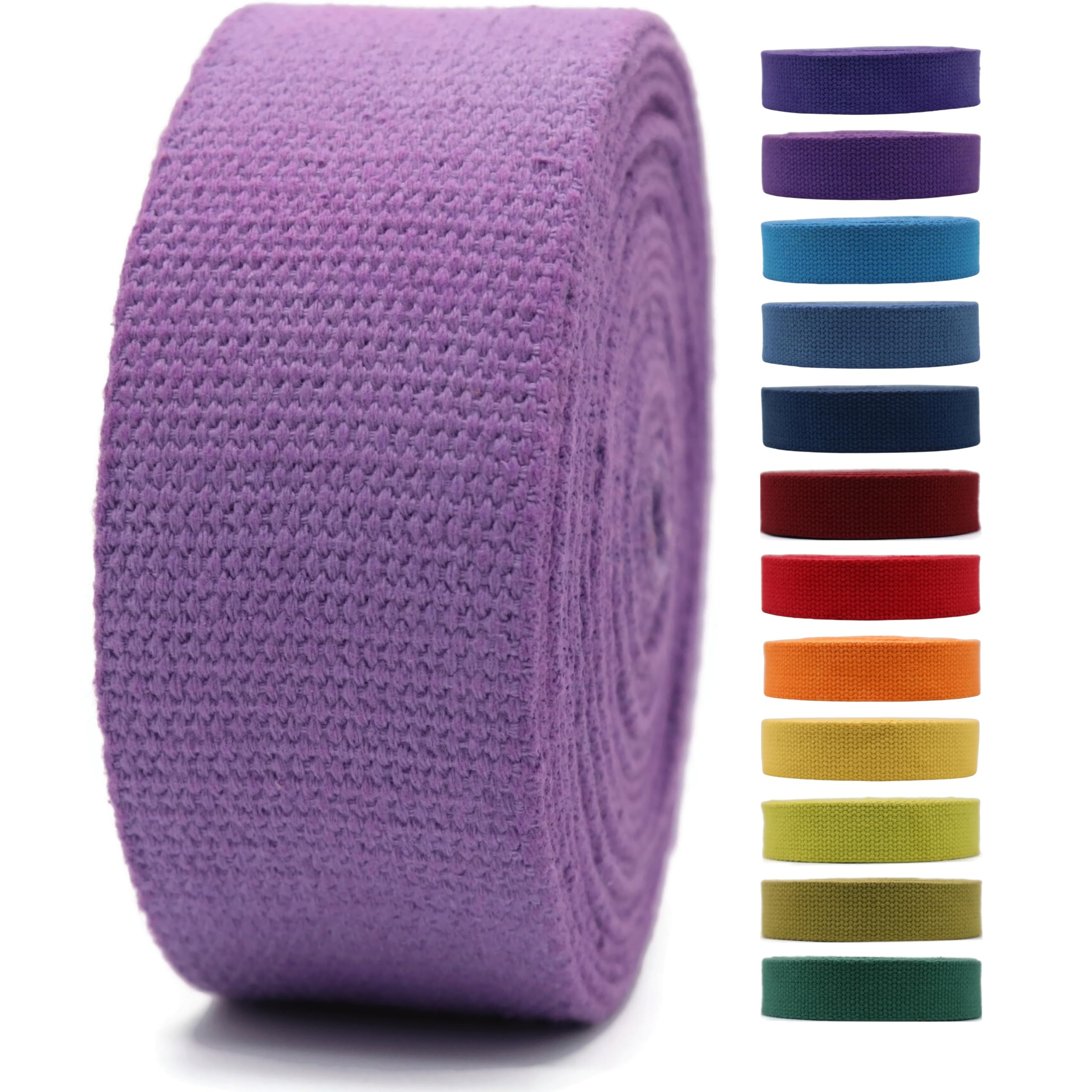 Cotton Webbing 2" & 1.5'' & 1" - 5 Yards - 50+ Colors -%100 Natural Cotton - Turkish Woven - Heavy 1 Inch 1.5 Inch 2 Inch Canvas Webbing for Sewing