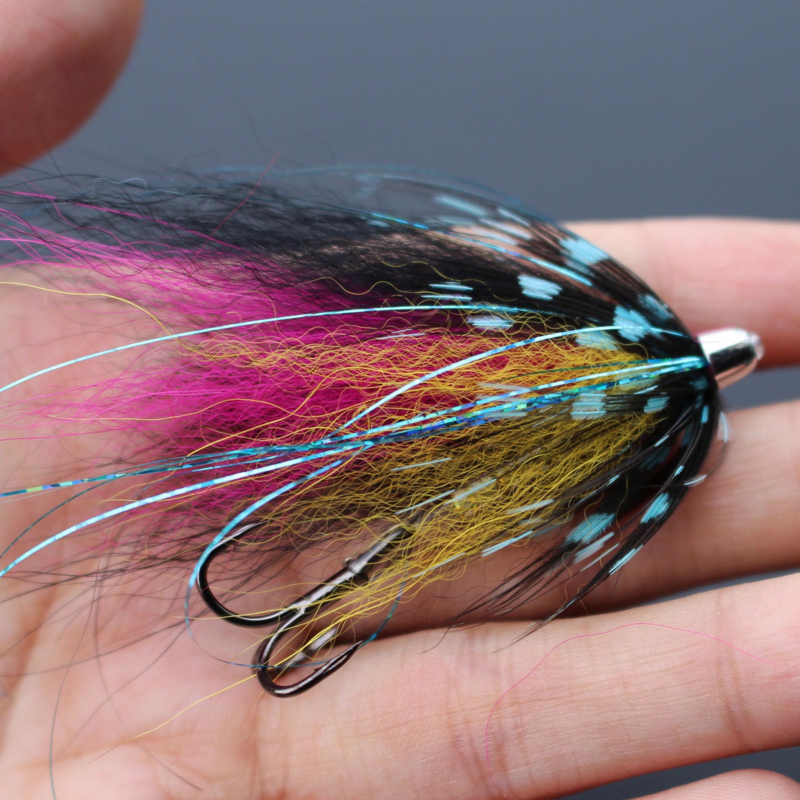 Tigofly 12 pcs/lot Copper Cone Head Tube Fly with Size 8 Treble Hooks Set for Salmon Trout Steelhead Fly Fishing Flies Lures