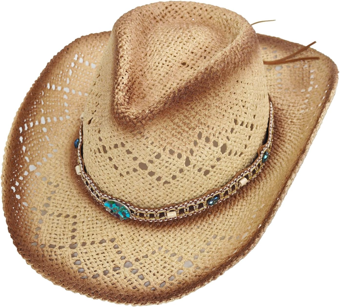 Women's Men's Western Straw Cowboy Hat Cowgirl Woven Sun Hat Cowboy Hat-Style 1