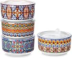 vancasso Mixing Bowls with Lids Set of 4, Ceramic Nesting Bowls Serving Bowl for Food Storage, Microwave and Dishwasher Safe, 1800/1080/600/300 ML, Series SIMI