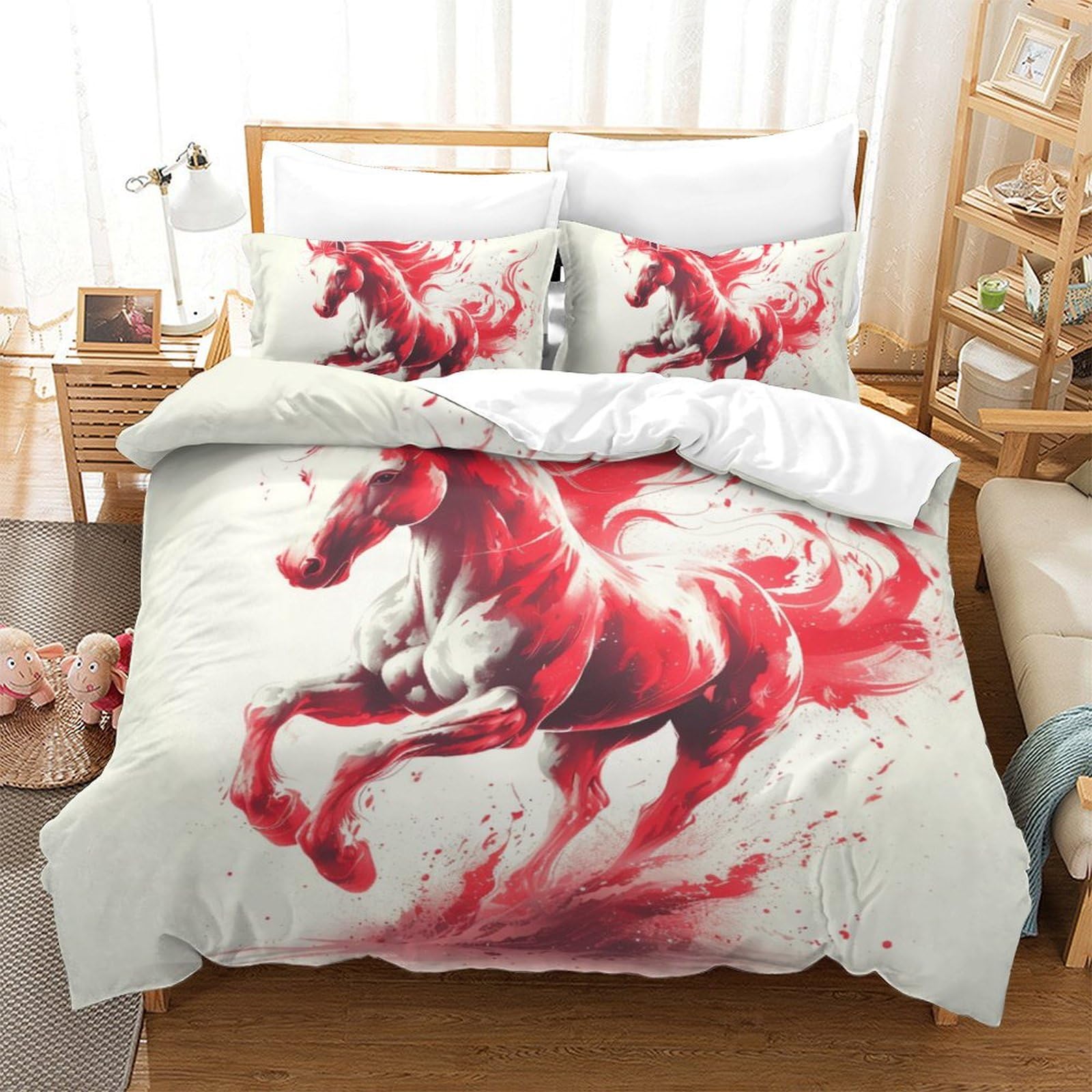Housse de couette cheval rouge pour transformer l'ambiance de la chambre