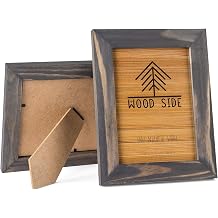 Rustic Wooden Picture Frames 3.5x5 Inch - Set of 2-100% Natural Solid Eco Wood with Real Glass Wall Mounting and Tabletop Display Photo Frame - Grey