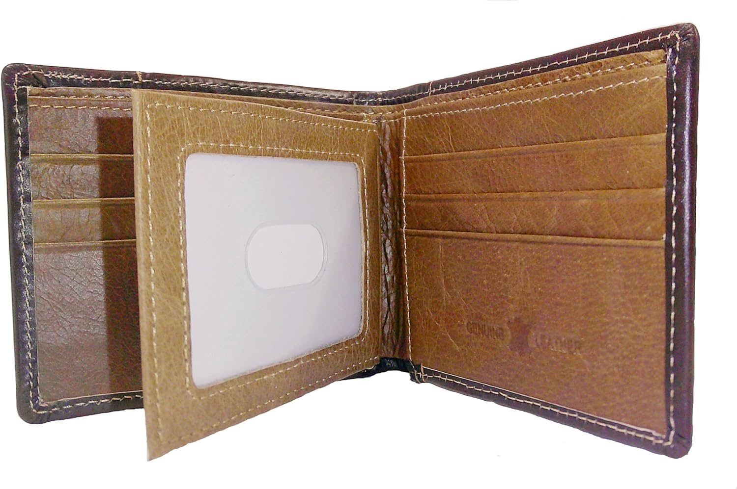 Western Men's Genuine Leather Floral Tooled Laser Cut Deer Wallet in 6 colors (Coffee/Tan)