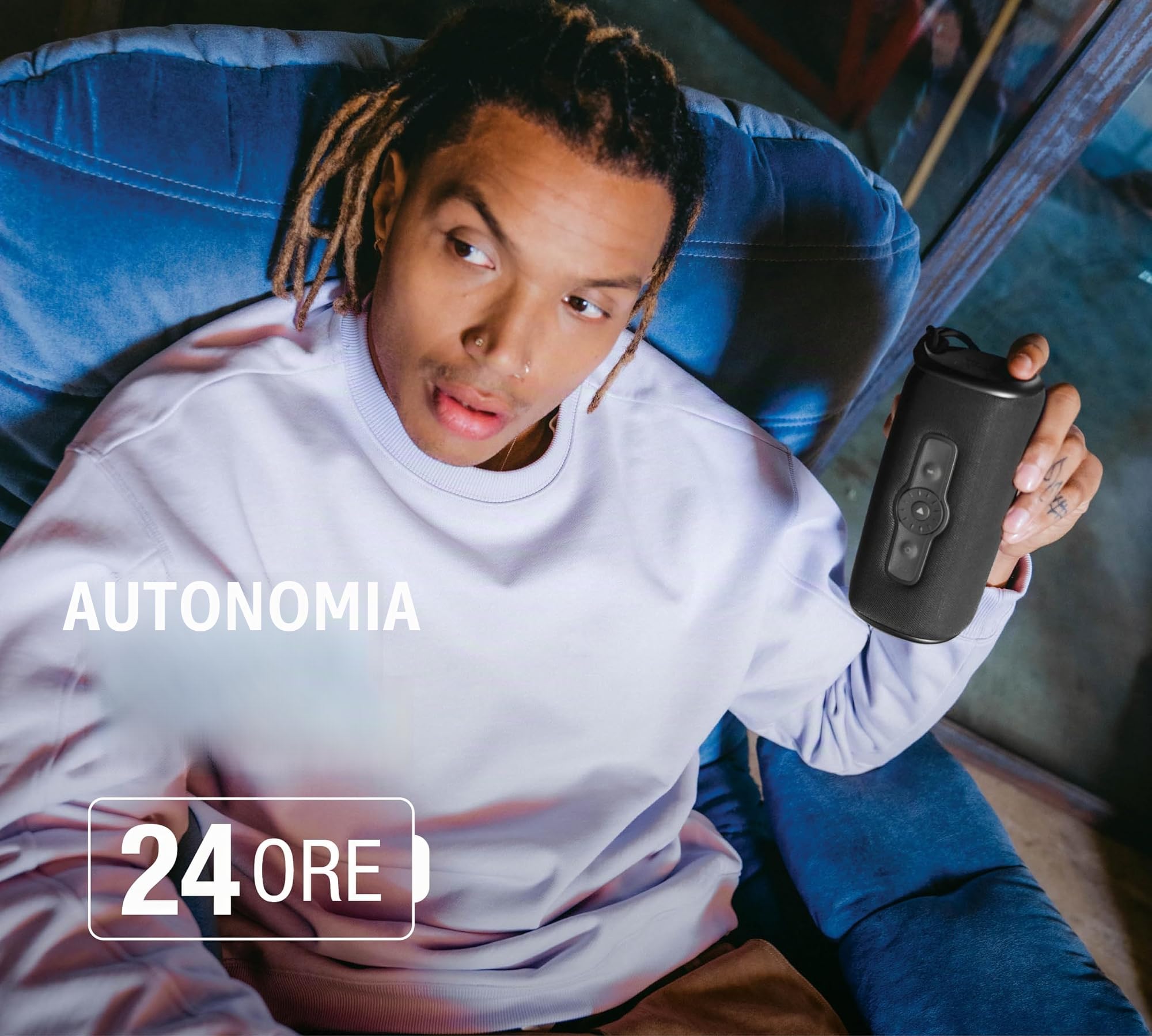 Fresh 'n Rebel Bold M2 Cassa bluetooth portatile con 24 ore di autonomia, speaker bluetooth impermeabile (IP67), modalità party, Ghiera di controllo del volume, bassi profondi, volume potente (Nera)